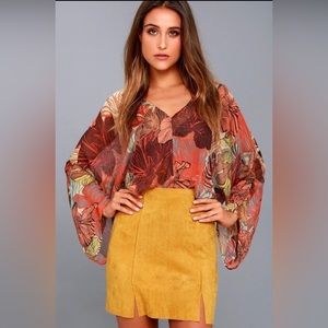 NWT Suede Malibu Morning Mustard Yellow Mini Skirt